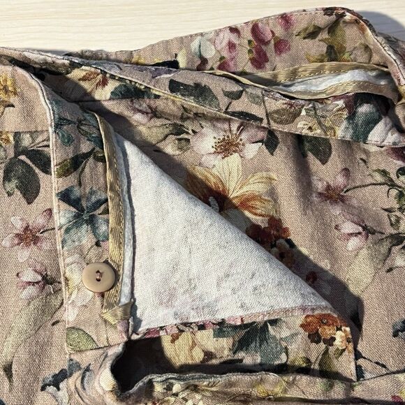 Zara Basic Floral Wrap Skirt L Linen Blend Summer Festival Boho Hippie Vacation - Picture 7 of 10